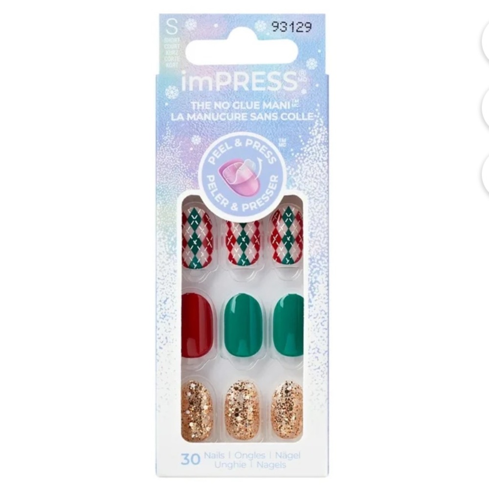 imPress Limited Edition Holiday Snow Globe Short Press On Nails 93129